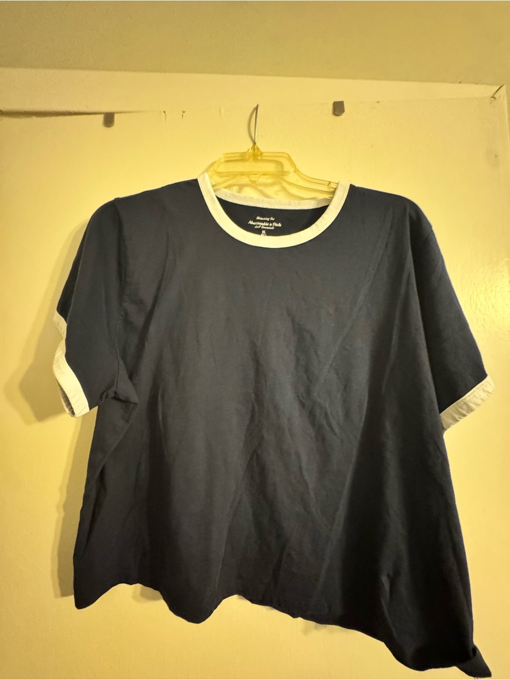 Navy Blue Ringer Tee with White Trim